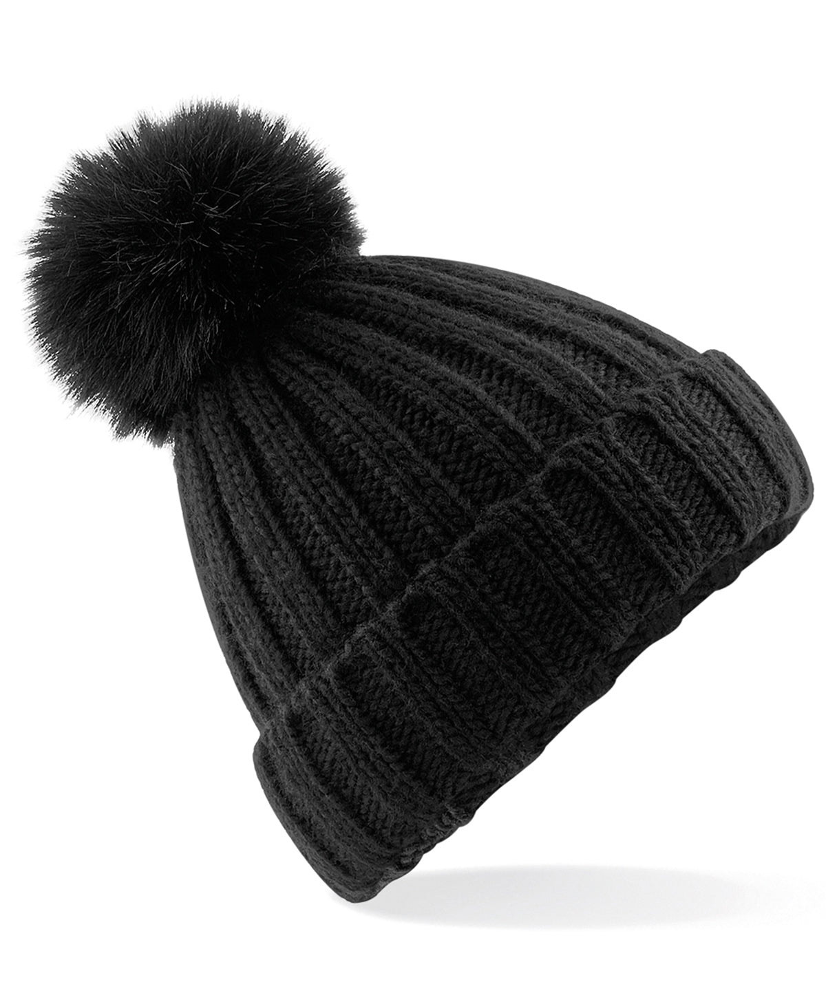 Women's Verbier Chunky Rib Knit Acrylic Pom Beanie {BC413}