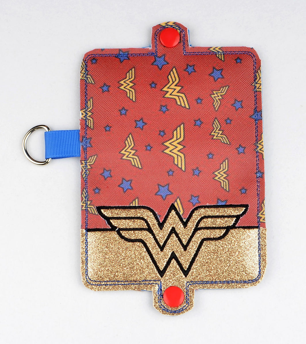 Wonder Woman bi fold wallet ITH 5x7 machine embroidery design – String Theory Fabric Art