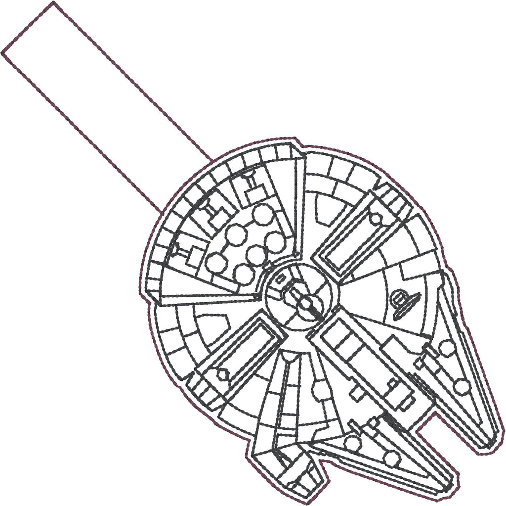 Millennium Falcon Snap Tab Key Fob Ith 4x4 Machine Embroidery Design