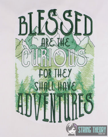 Blessed are the curious 8x12 machine embroidery design - String Theory Fabric Art