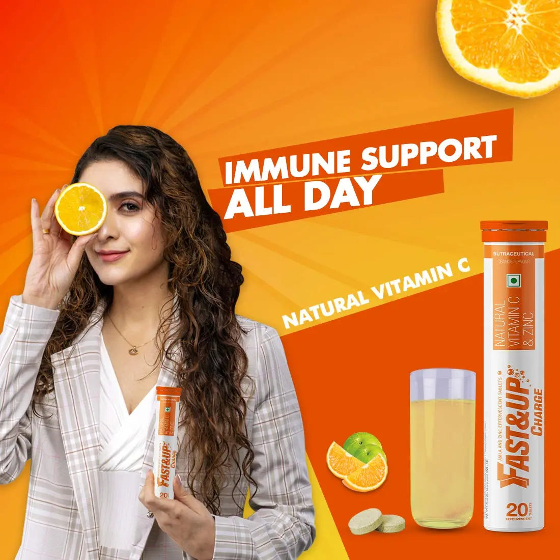 Fast Up Charge Vitamin C Antioxidant 1000 Mg Natural Amla For Immunity Effervescent Tablets Orange Flavor India S Leading Genuine Supplement Retailer