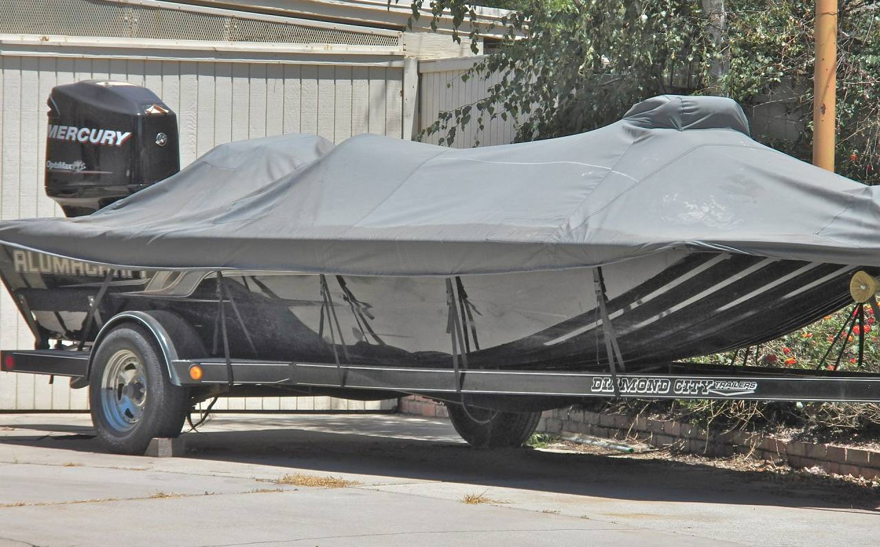 Covered Boat on Boat Trailer