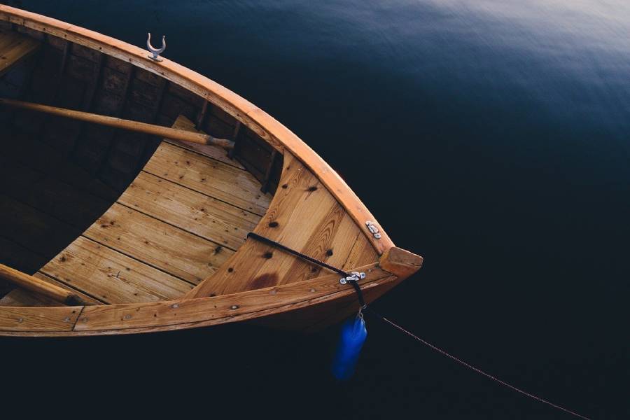 Plywood boat in water