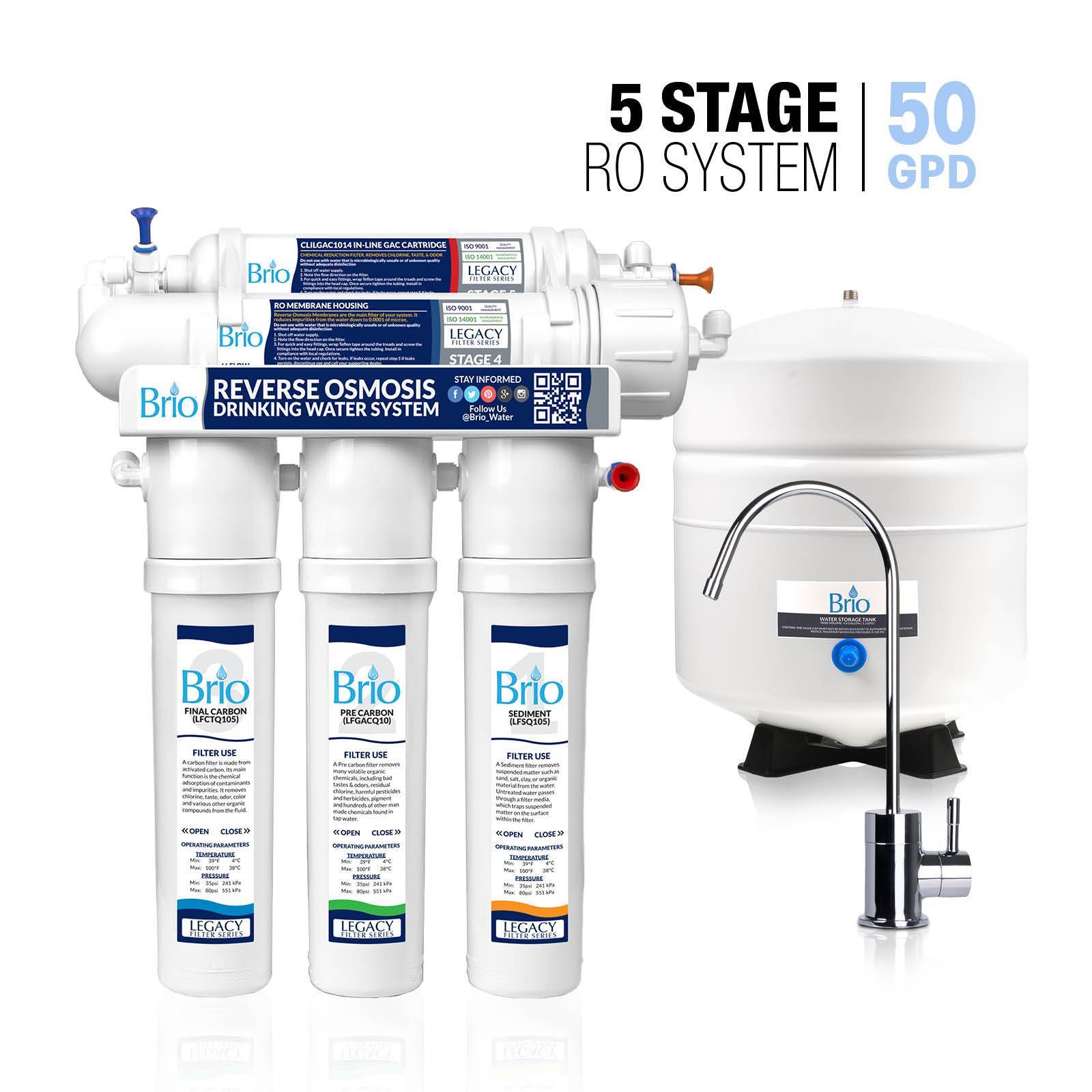 Stage Reverse Osmosis Water Filter System with Pump, Brio Legacy — organize.com