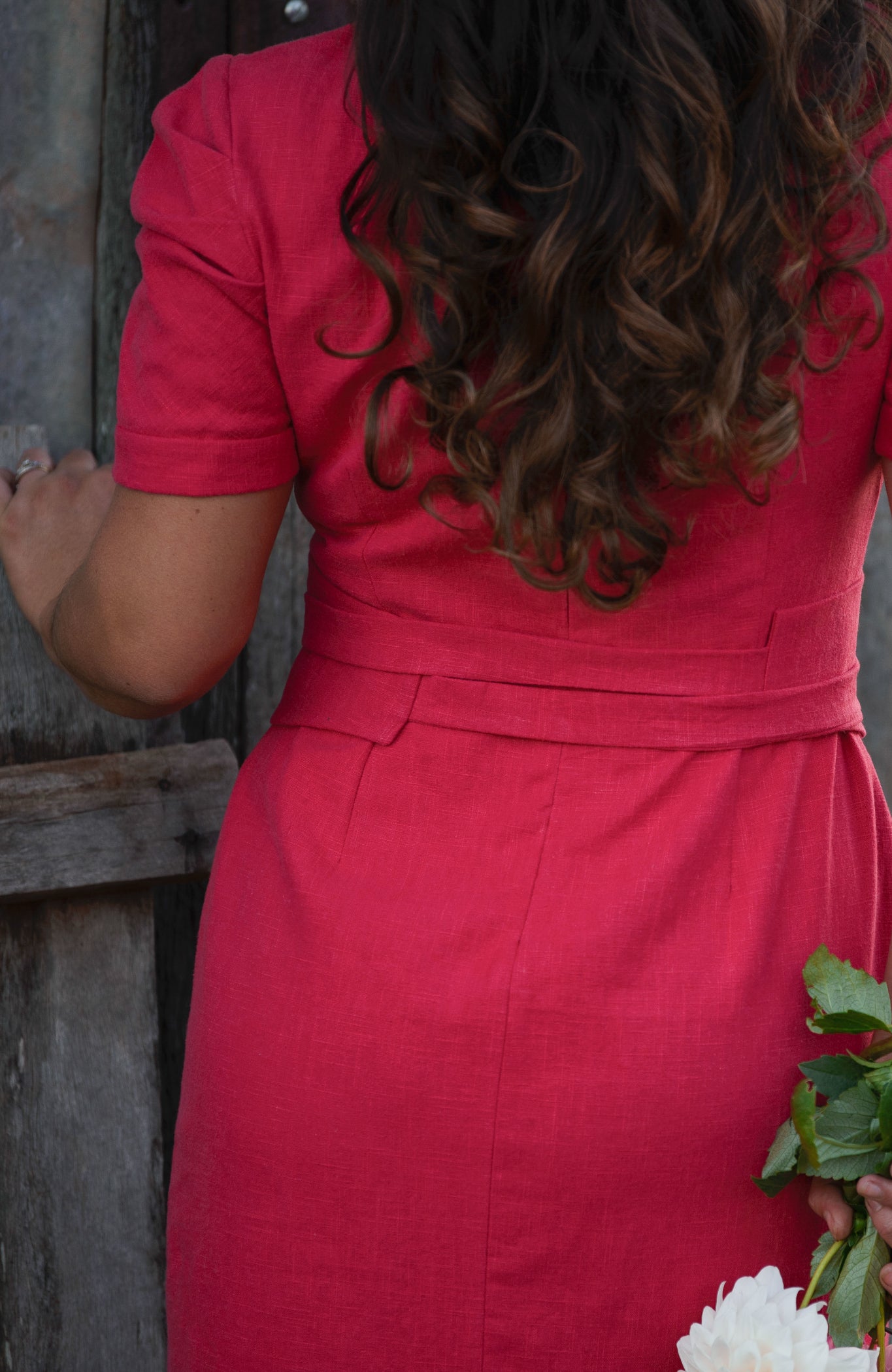 Jaynie Pleated Linen Dress - Pomegranate