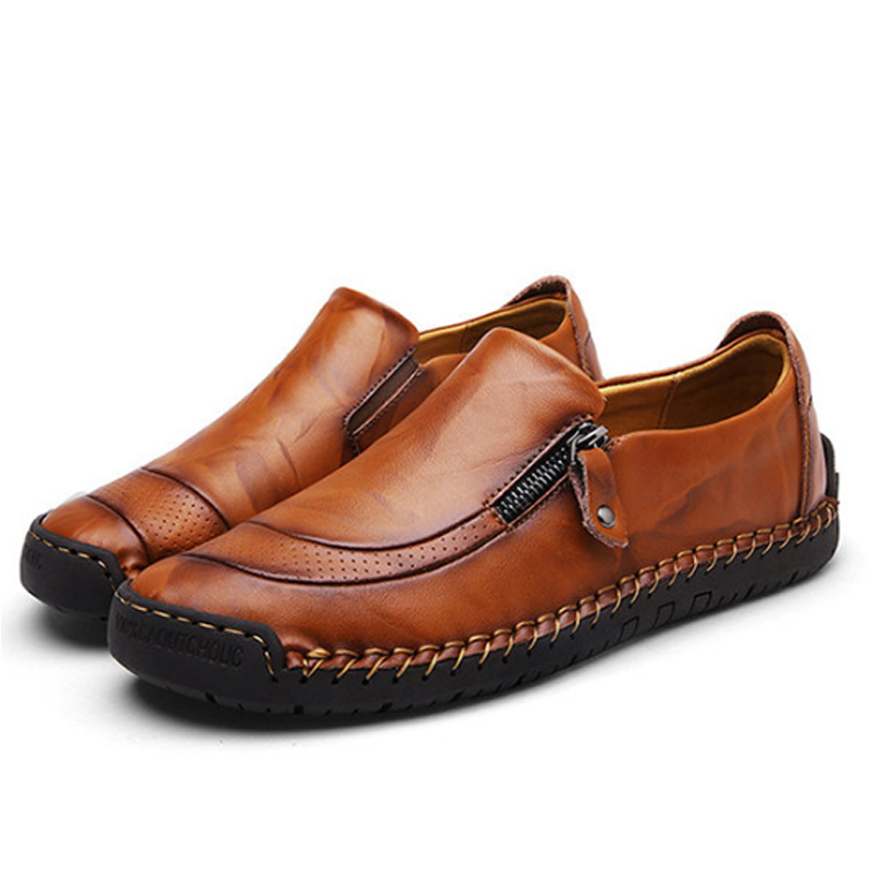 stitched leather loafer