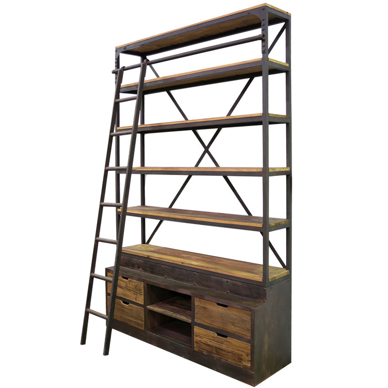 Industrial Bookcase With Ladder Urban Beach