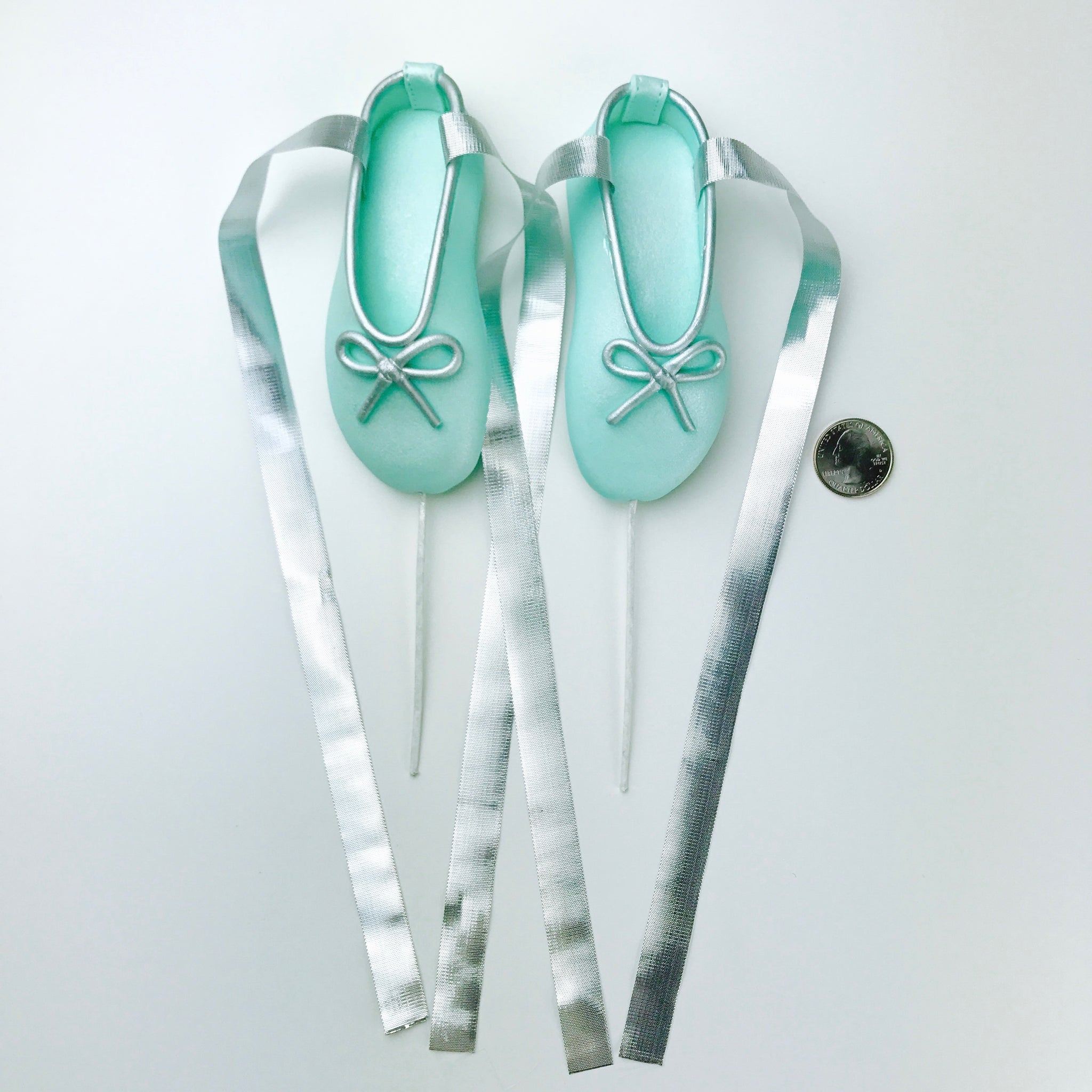 teal and silver shoes