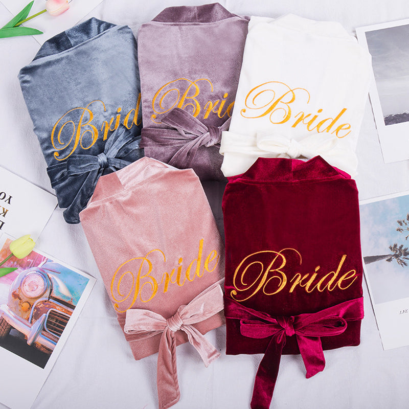 Bridesmaid Gifts Personalized Bridesmaid Robes Customized Velvet Robe –  UrWeddingGifts