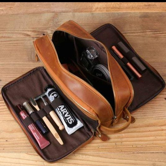 Groomsmen Gift Personalized Leather Toiletry Bag Waterproof Leather Do –  ROCKCOWLEATHERSTUDIO