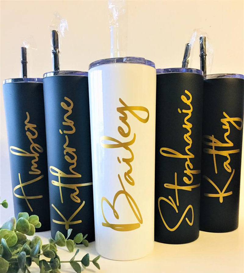 Personalized Bridesmaid Tumbler With Straw Insulated Tumbler Bridal Pa ...