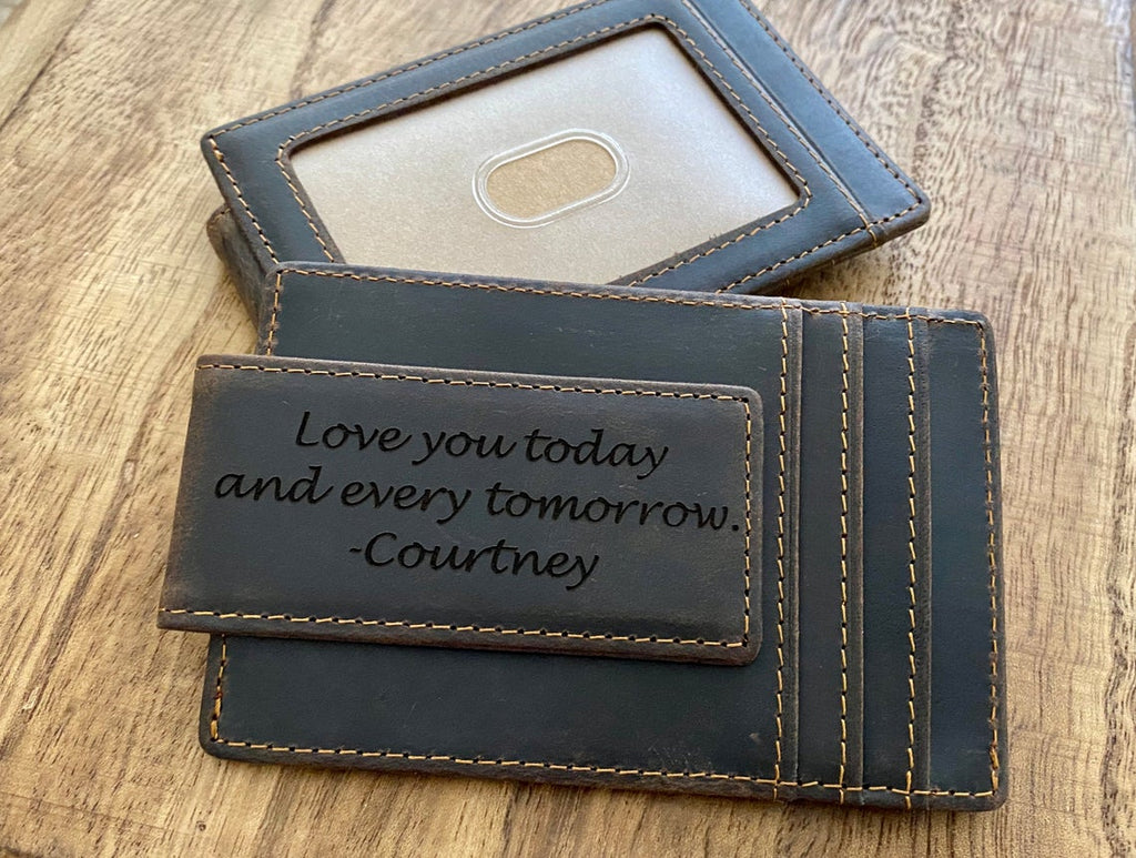 Monogrammed Engraved Leather Bifold Mens Travel Wallet Money Clip – Rion  Douglas Gifts