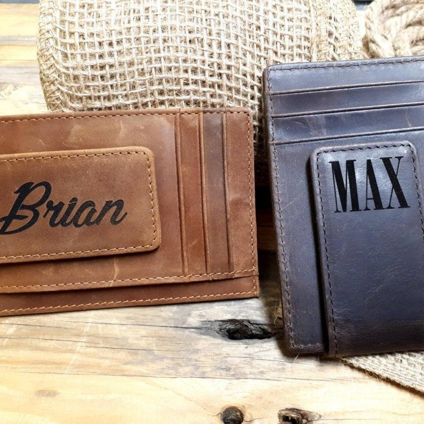 LMC Bridal Monogram Engrave Personalize Men's Bifold Leather Wallet for  Groomsman Best Man Wedding Party Gift (Tan)