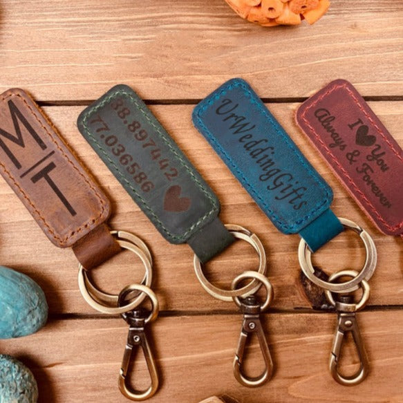 Personalized Leather Keychain, Customized Keychain, Custom Leather Key –  UrWeddingGifts