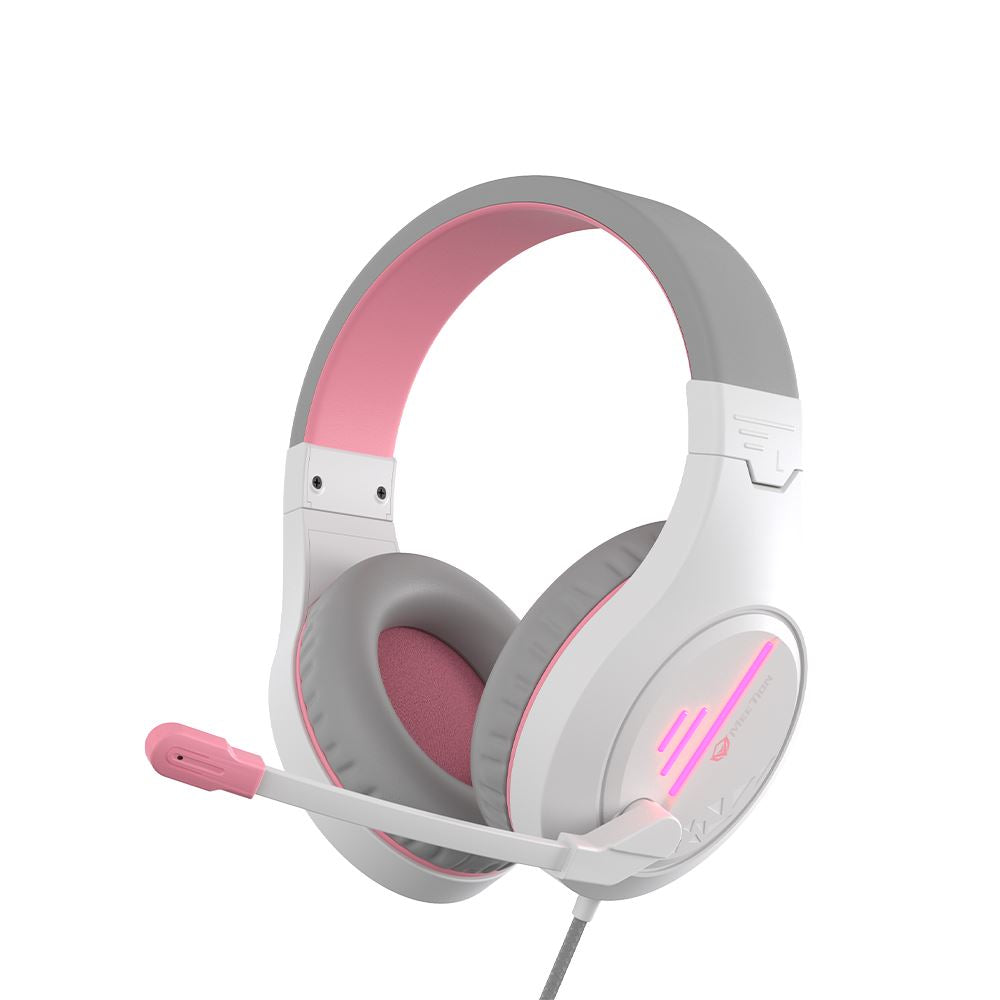 Meetion Stereo Gaming Headset White Pink Lightweight Backlit HP021