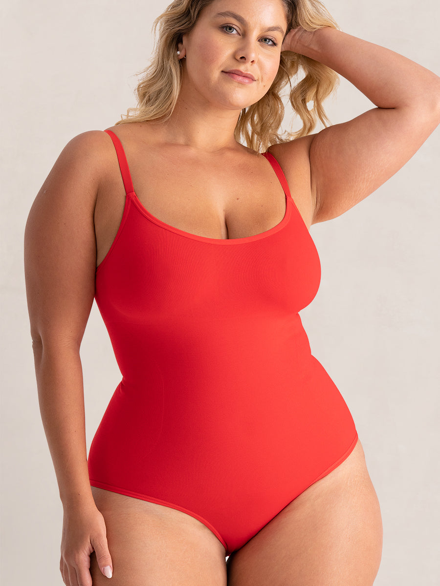 Scoop Neck Bodysuit red