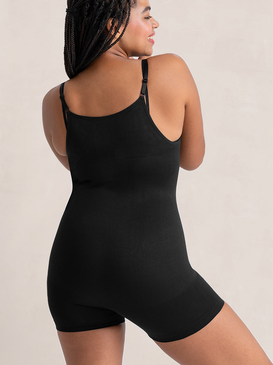 Shapermint Essentials Open Bust Bodysuit Shaper Short black back