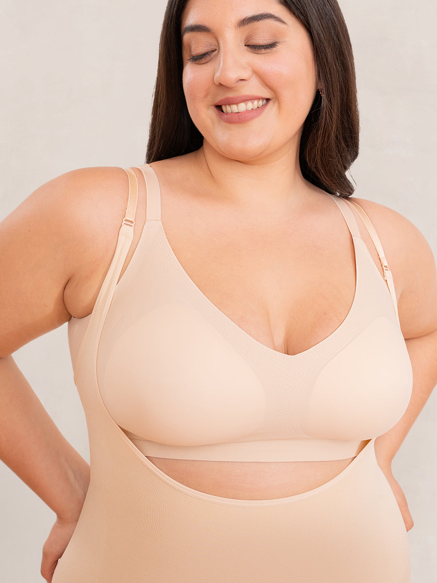 UnsichtBra Women`s Shapewear Open Bust Full Bodysuit Firm Tummy Control Body  Shaper (sw_2100) (S (36-42), Beige) : : Fashion