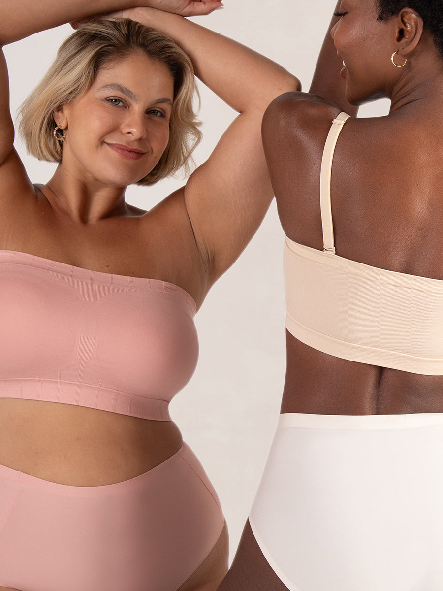 ANGOOL Strapless Comfort Wireless Bra with Slip Silicone Bandeau Bralette  Tube Top 1Pack Beige