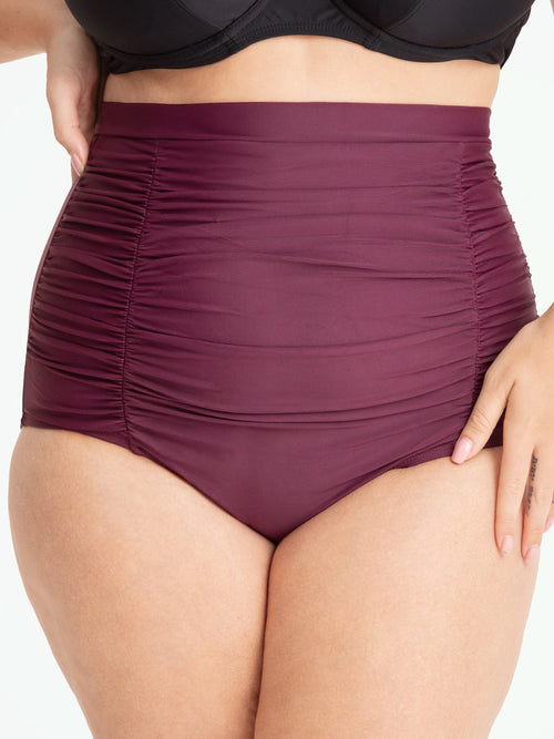 Burgundy Shapermint Essentials High-Waisted Control Bikini Bottom