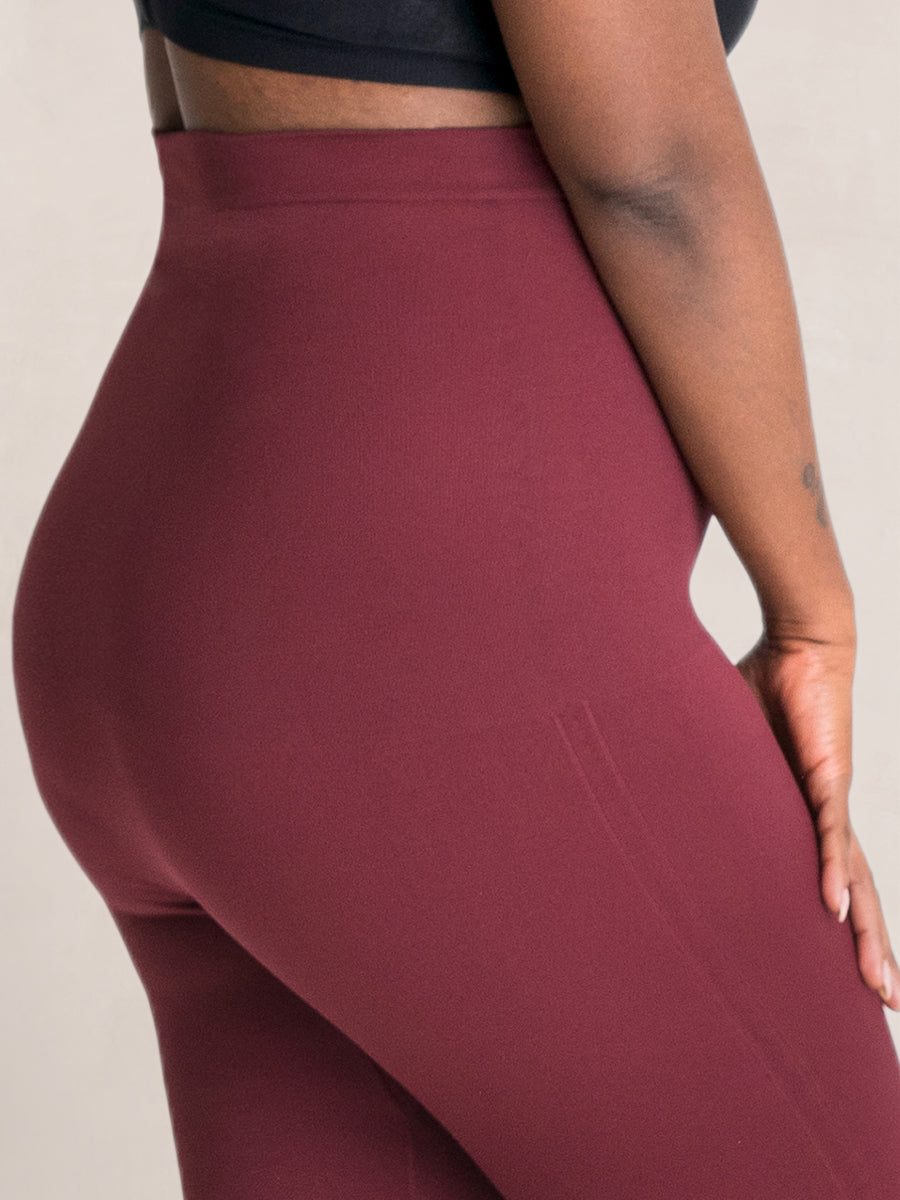 High Waisted Shaping Leggings Burgundy DETAIL SIDE