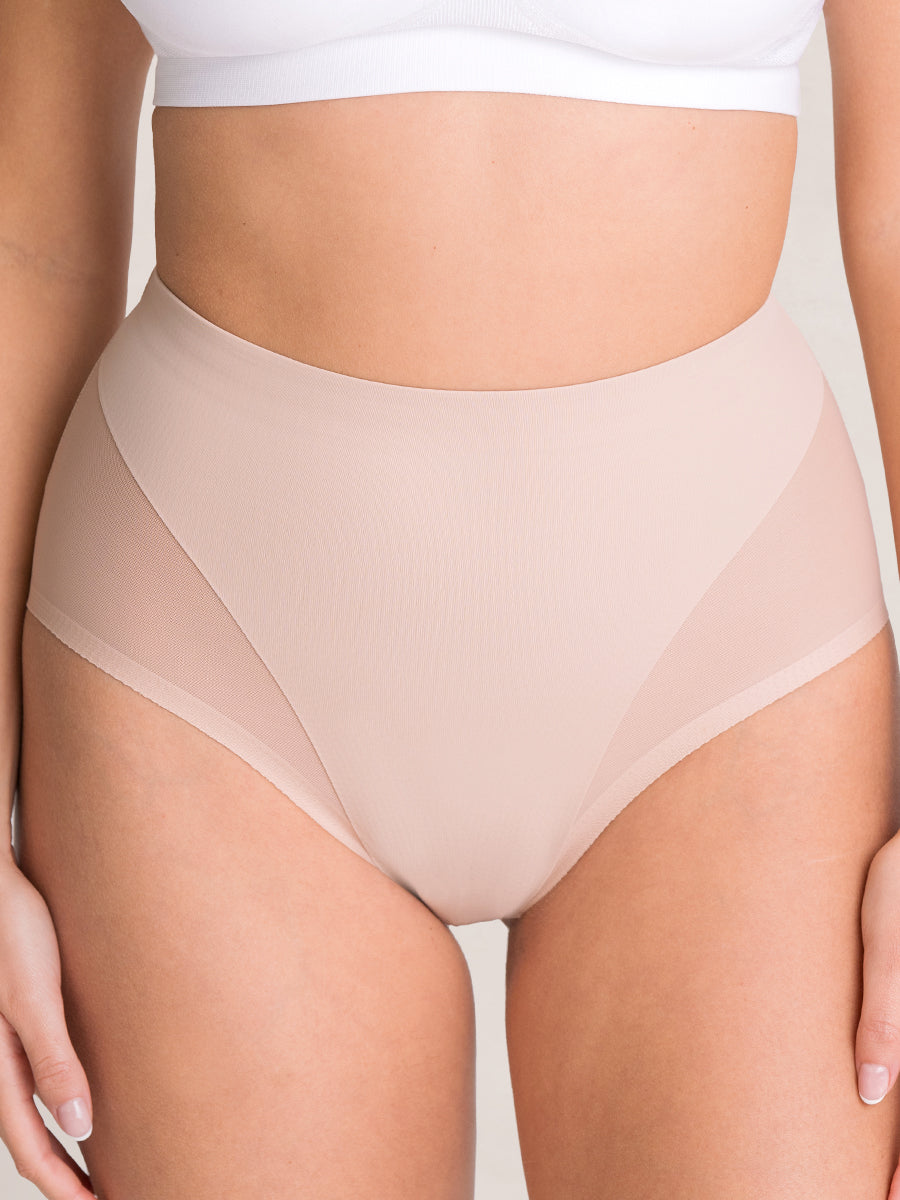Women Laser Cut High Waist Panty Smooth Fabric Shaper Brief Firm