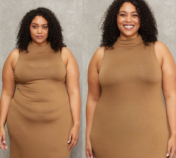 Shapewear under dress before and after