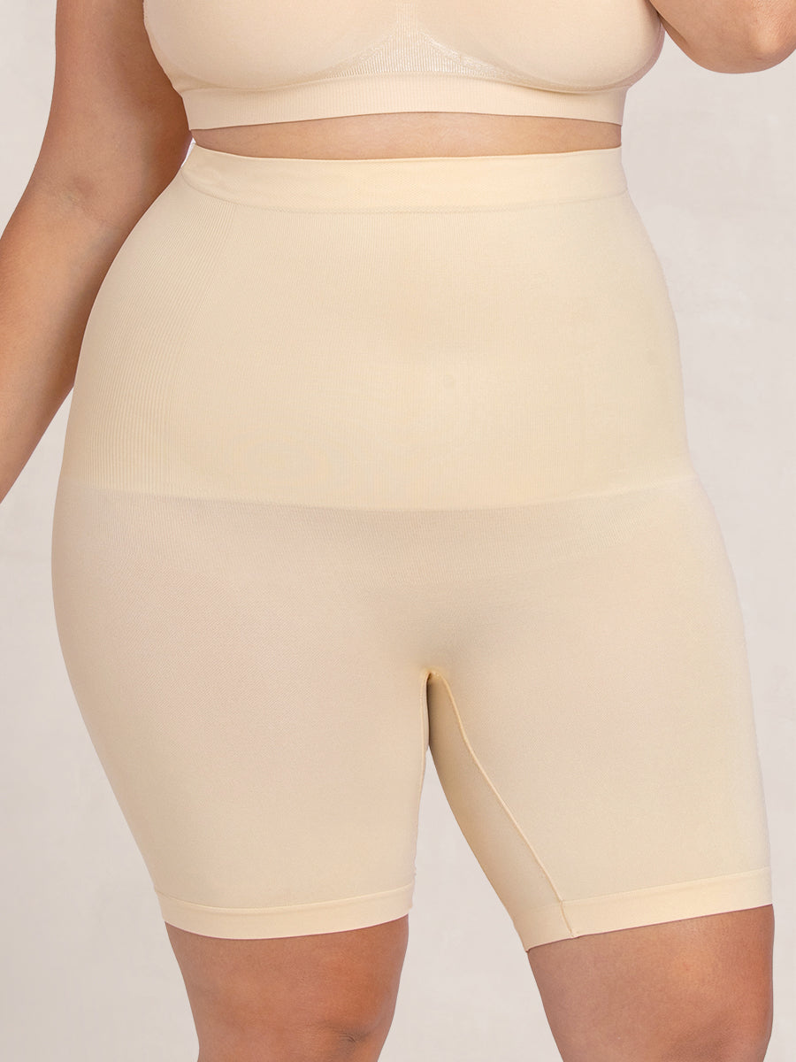 Beige High-Waisted Shaper Shorts plus size