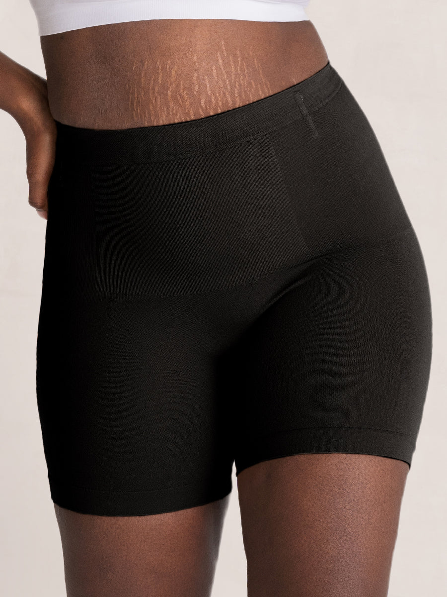SHAPERMINT Mid Waisted Long Black Casual Biker Shorts for Women