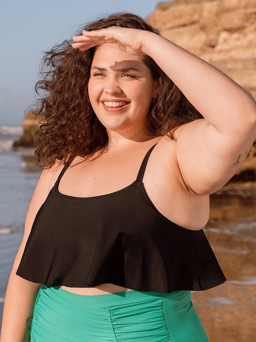 Swim Ruffled Bikini Top plus size