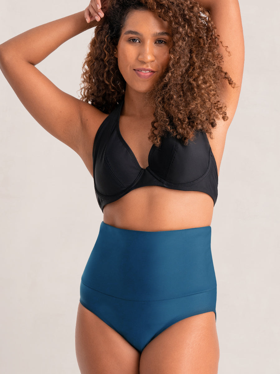 High-Waisted Control Swim Bottom Blue