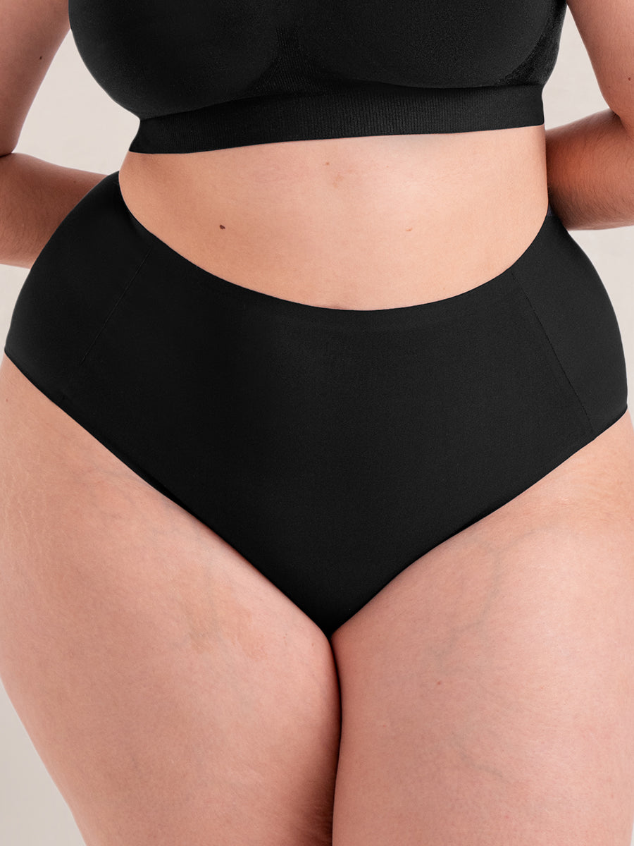 Middle Zipper Black 1Pcs Women High Waist Slimming Panties Open