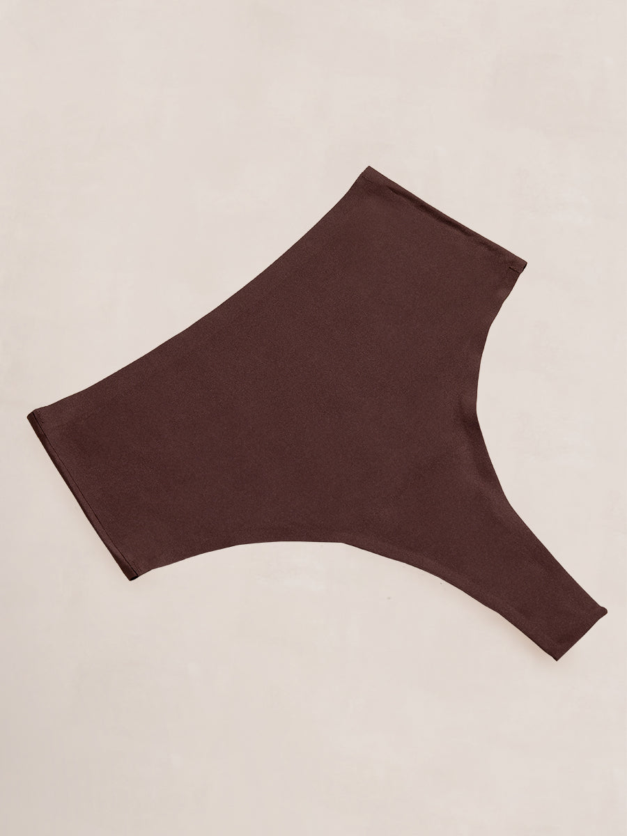 Seamless Stretch Mid-Waist Thong chocolate