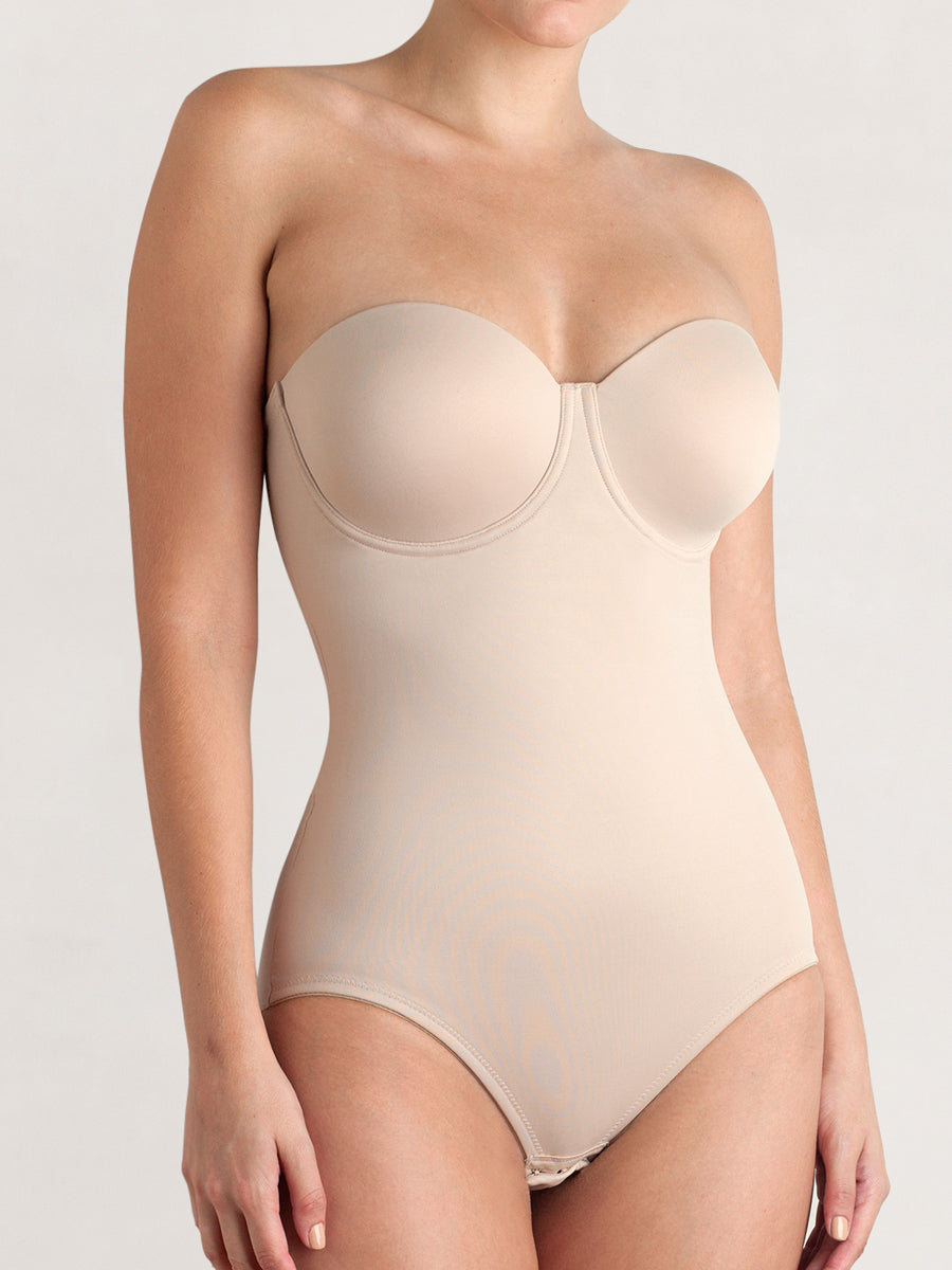Women's TC Fine Intimates 4090 Shape Away Strapless Bodybriefer with Back  Magic (Cupid Nude 36B)