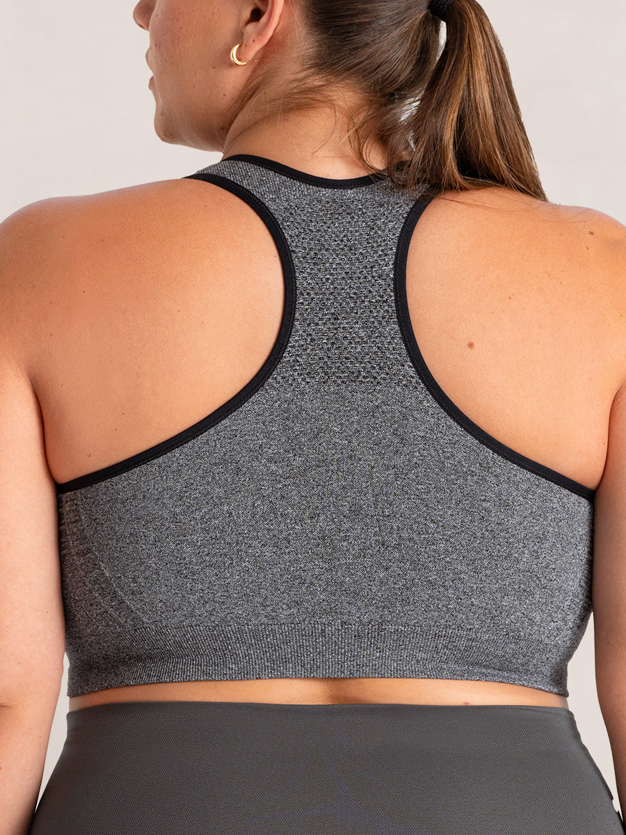 32 Degrees Cool Women's Fitted Seamless Racerback Sports Bra - Steel Grey -  Large 