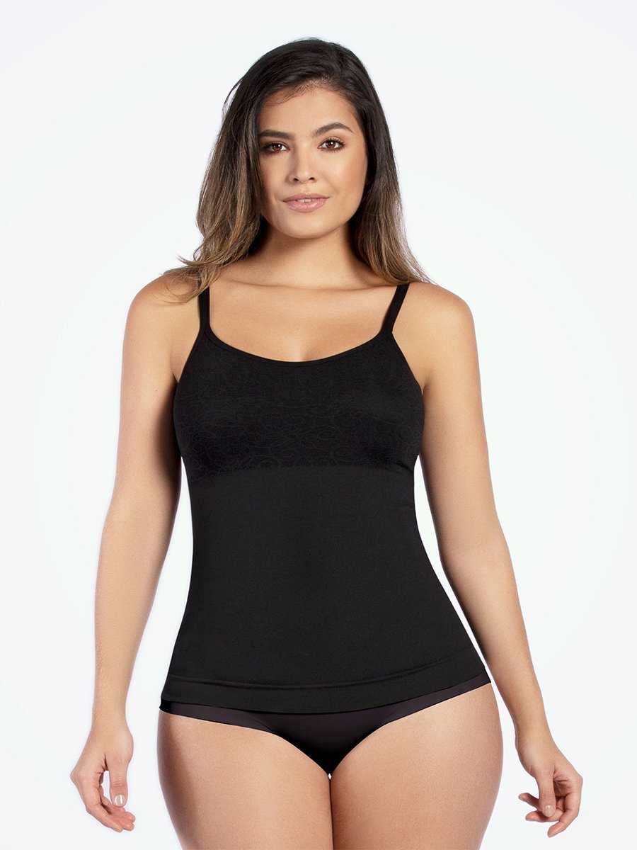 Strapless Tops for Women,Cami with Built in Bra Black Strapless Bodysuit  Black Camisole Women Casual Tops (1-Black, XL)