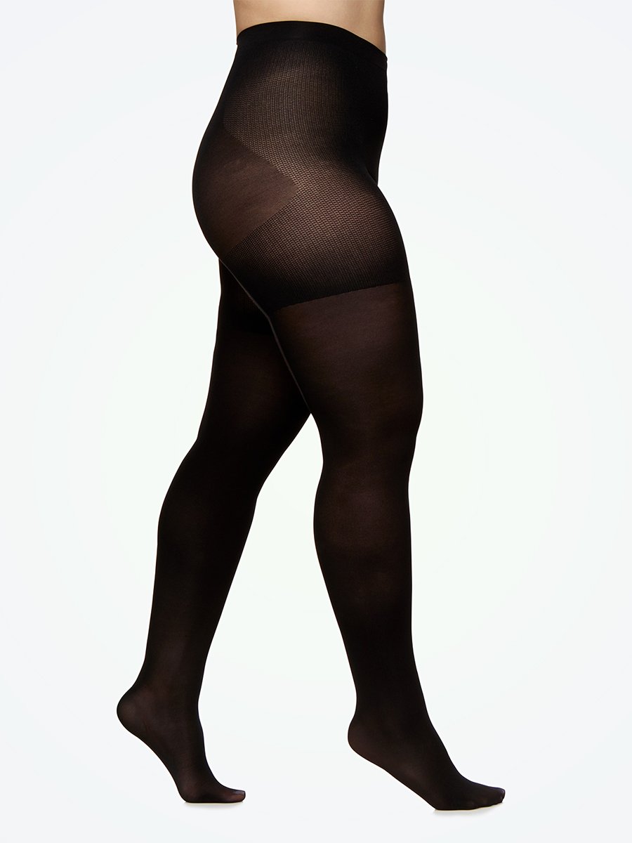 Women's Plus Size Basketweave Pattern Tights - A New Day™ Black 1X/2X