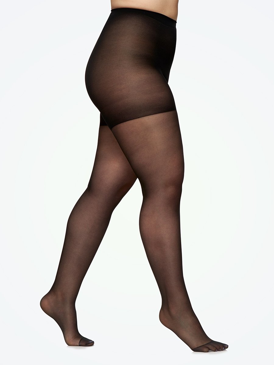 Women's Control Top Pantyhose High Waist Plus Size Tights Ultra-soft Black