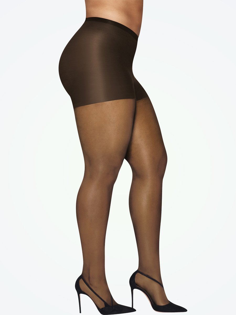 Shapermint Hanes Hosiery Gentlebrown / 1/2X Hanes® Curves Silky Sheer Control Top Hosiery