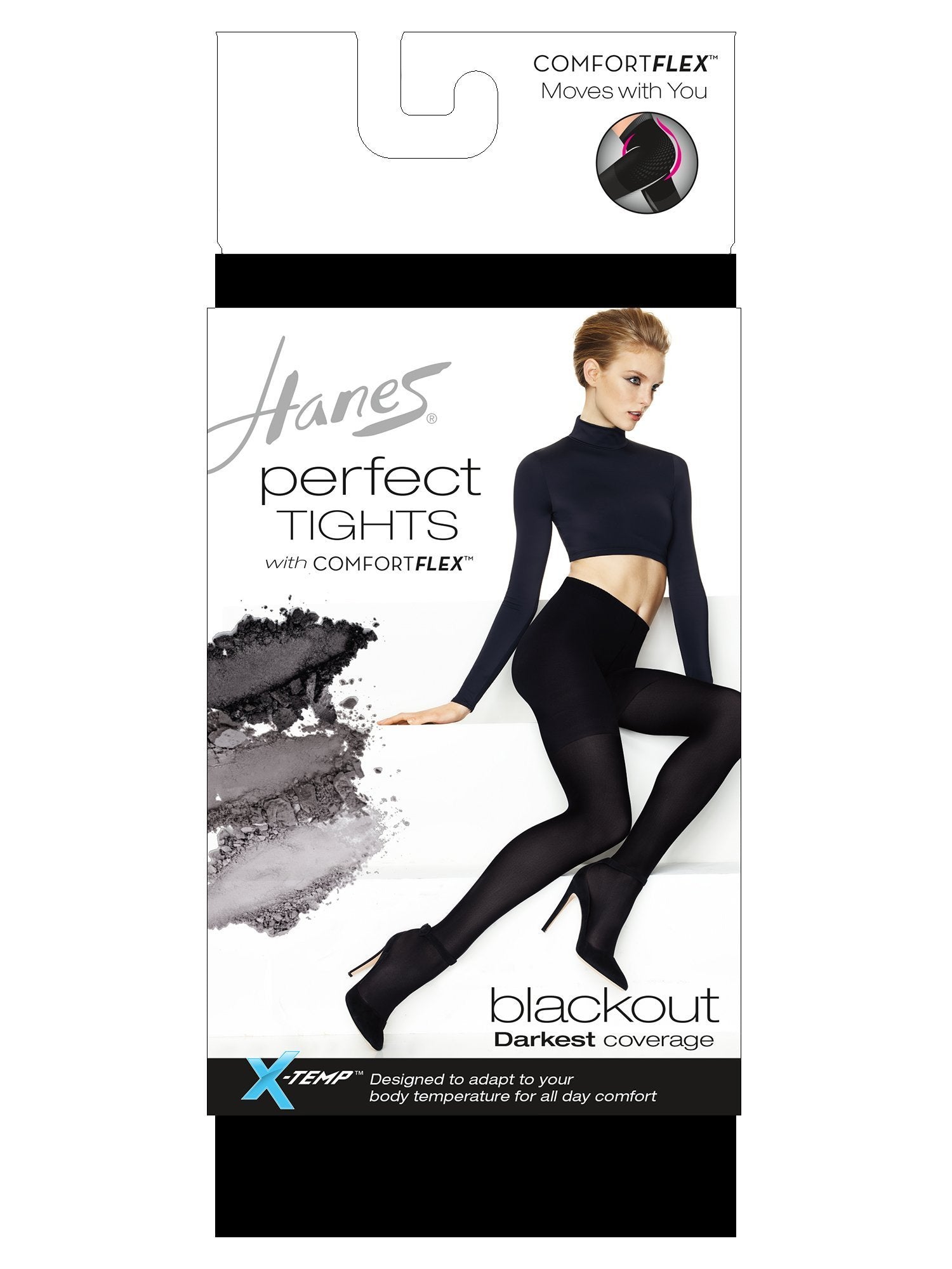 Hanes Premium Women's Blackout Perfect Tights w Comfort-Flex Size Large