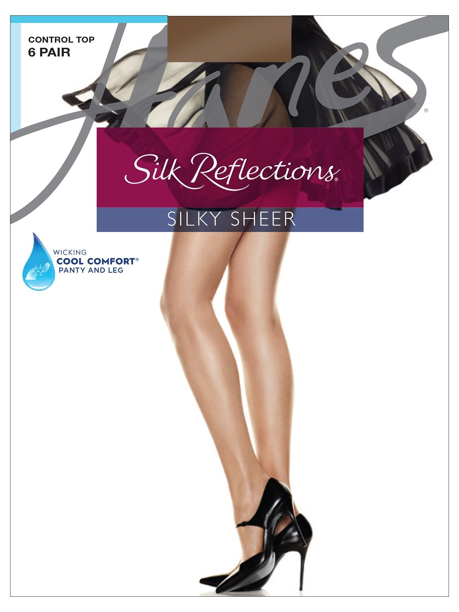  Hanes Silk Reflections 6-Pack Sheer-Toe Silky Sheer Pantyhose