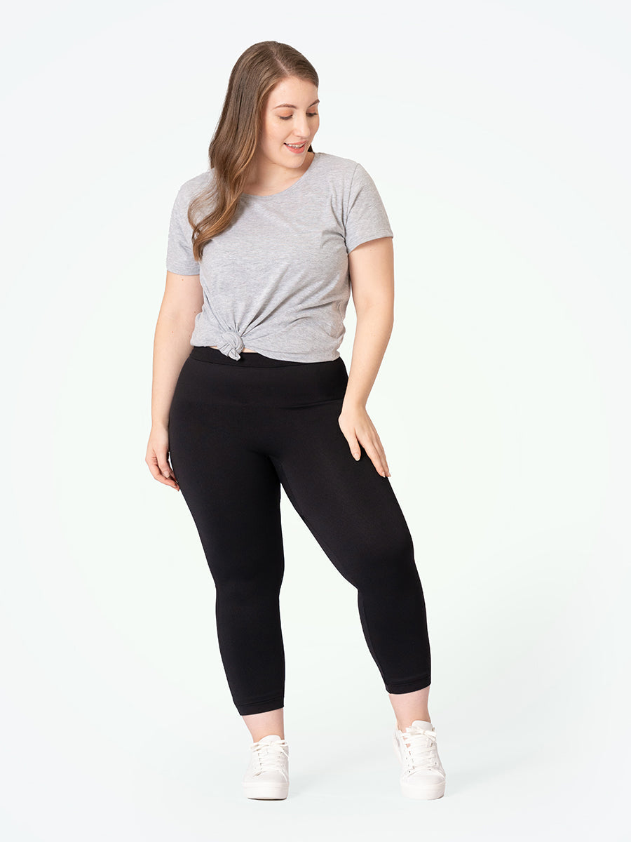 Roaman's Women's Plus Size Essential Stretch Capri Legging - 14/16, Black :  Target