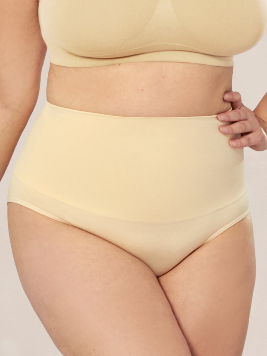 DELIMIRA Women's Tummy Control Shapewear Panties Plus Size High Waist Panty  Beige Small at  Women's Clothing store