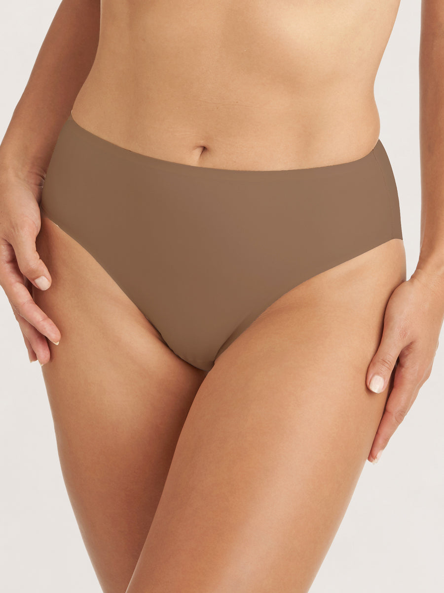 NWT Comfort by Real 3PK Seamless Shaping Briefs; Size L; Tan/White