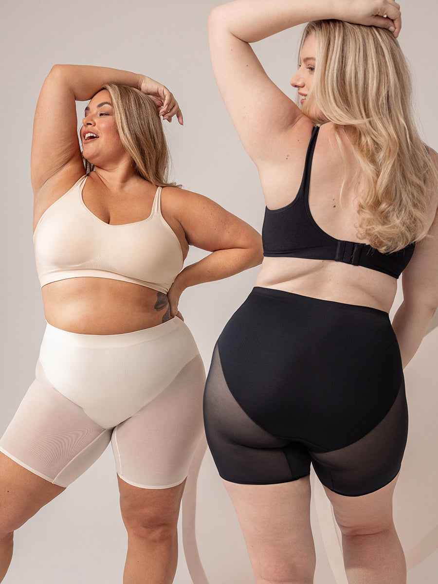 EXNOX Shapermov Detoxification Shapewear Shorts, Body Shaper Tummy Control  Panty, Unique Fiber Restoration Shaper for Women (Black+Beige,XXL(65-80kg))