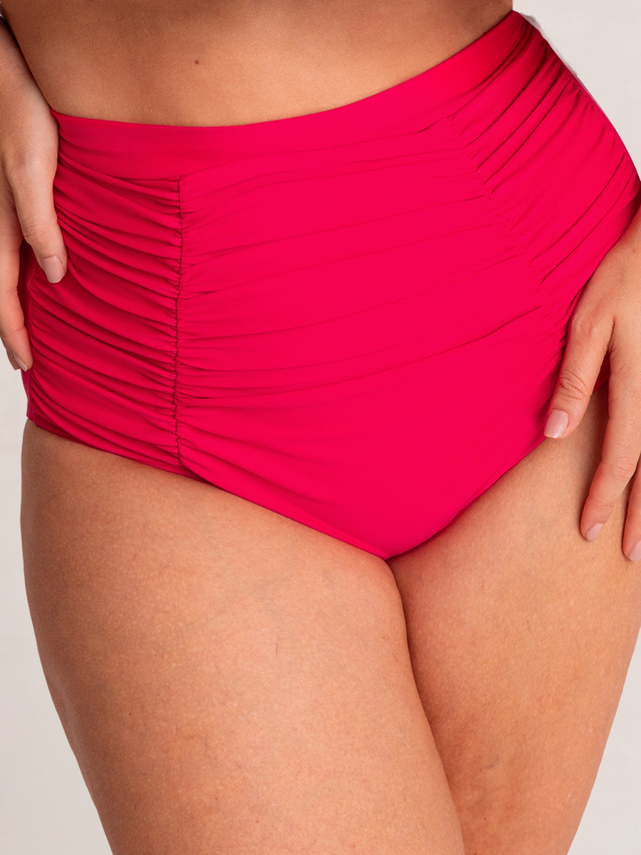 High-Waisted Control Bikini Bottom Dark Pink