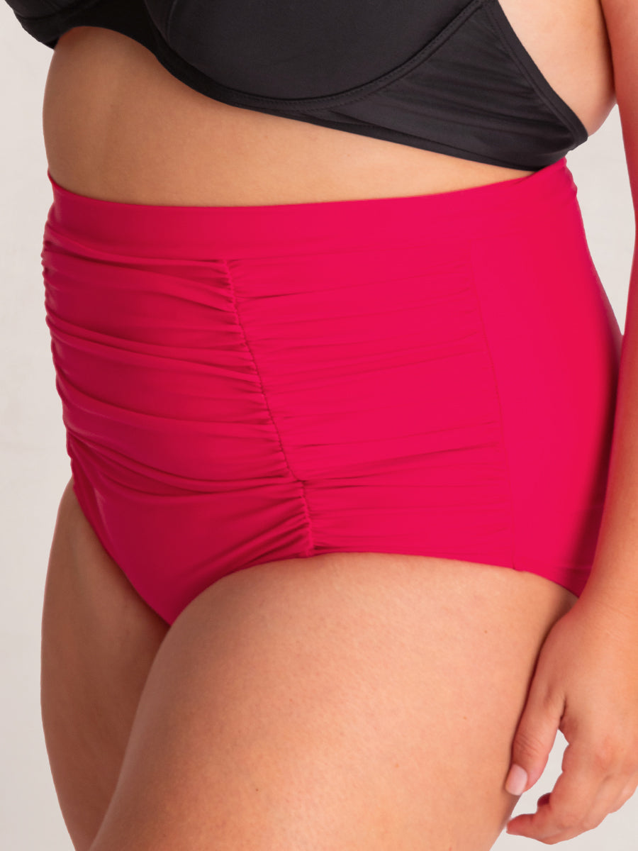 High-waisted swim bottom dark pink