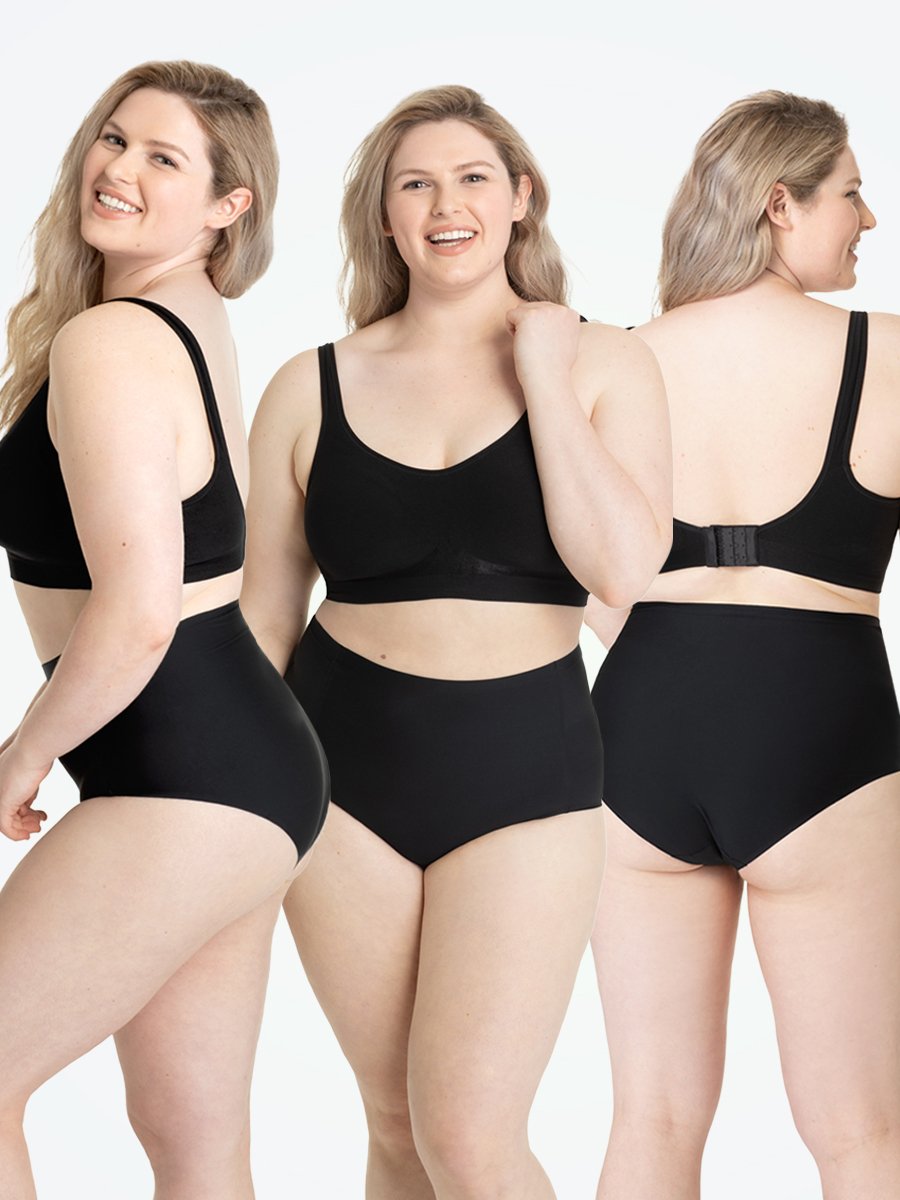 3-Pack Black Seamless Stretch Mid-Waist Brief