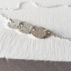 Sterling silver Sirius necklace with hand-stamped personalisation