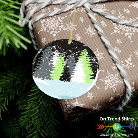 Agender Winter Forest Christmas Glass Ornament